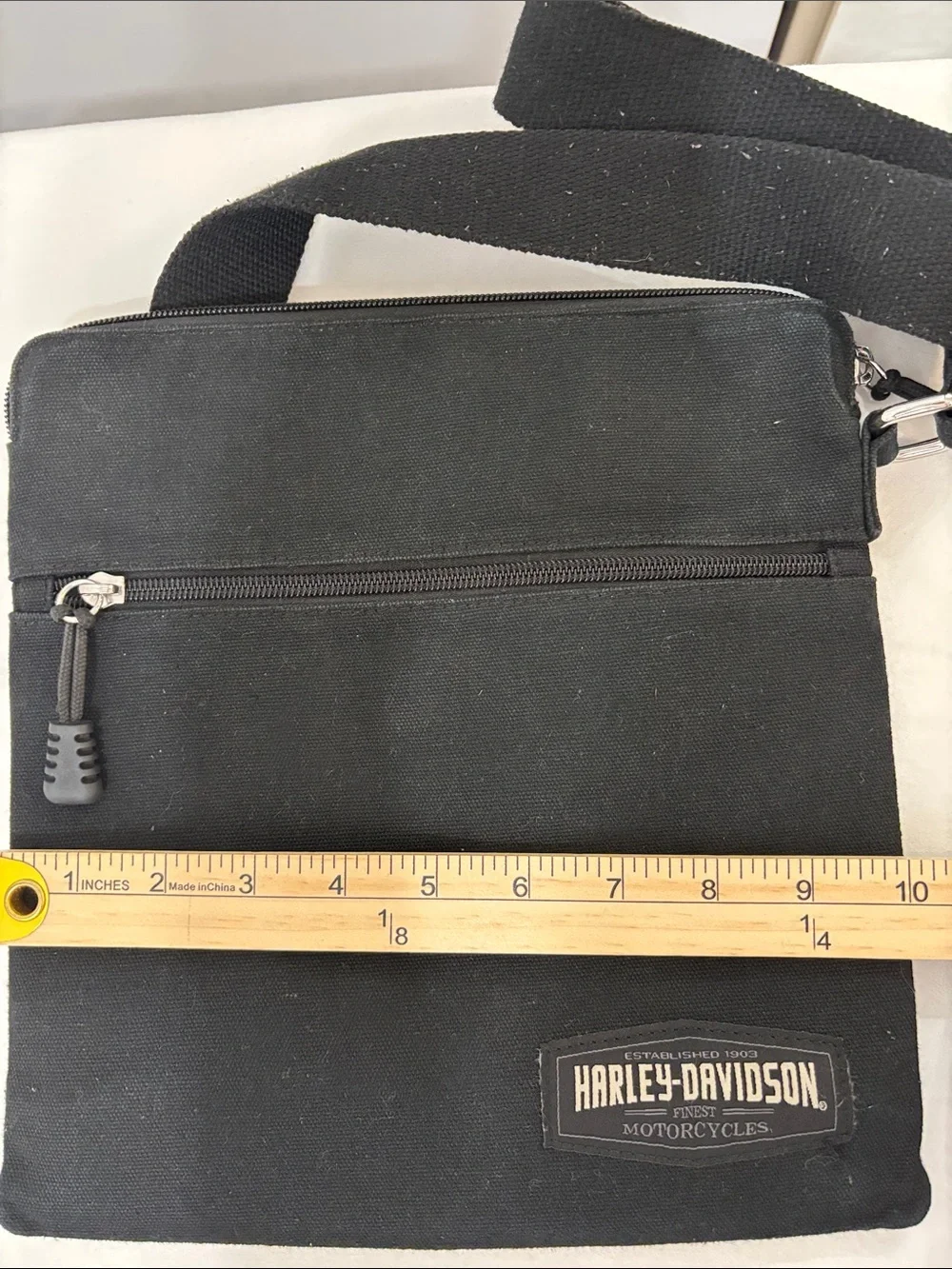 Harley-Davidson Black Canvas Messenger Crossbody Bag